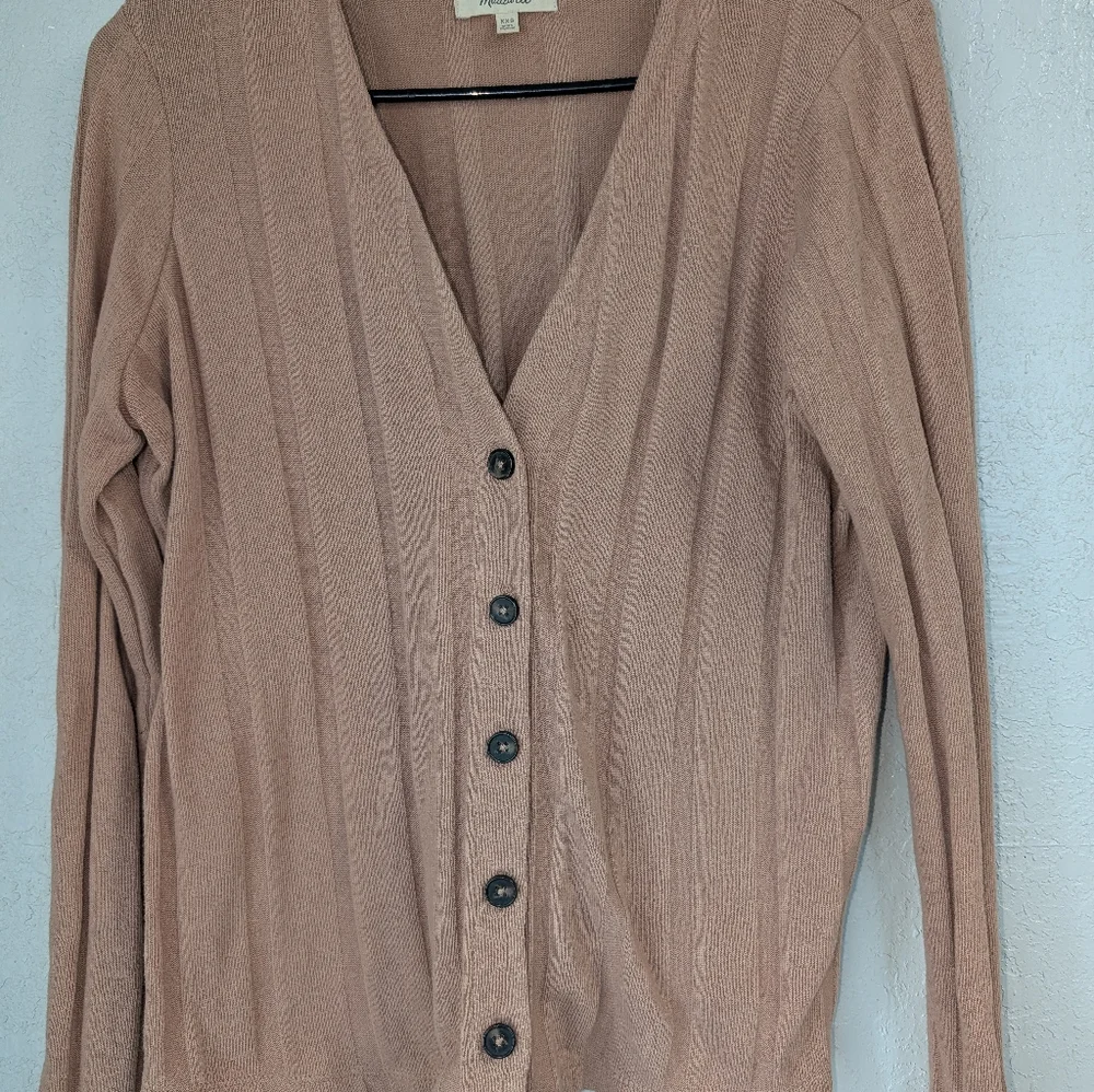 Madewell Light Brown Button Cardigan XXS Goblin Granola Ribbed Cottagecore Boho